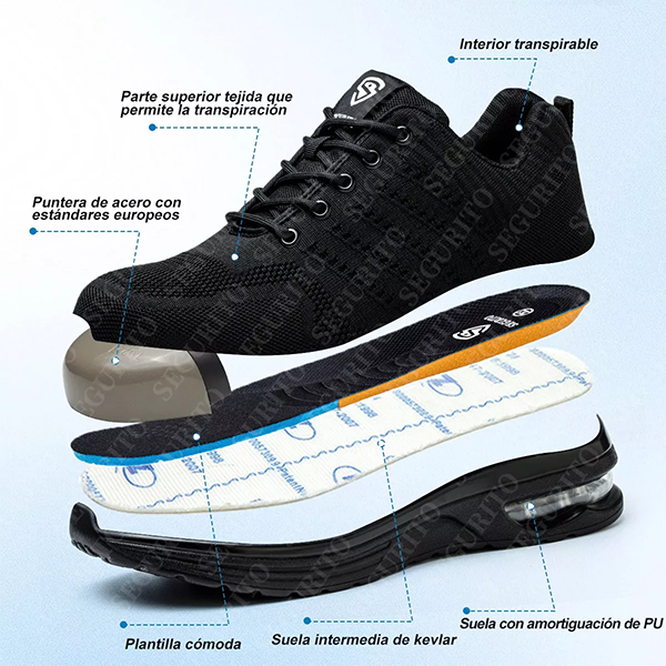 SEGURITO Safety Work Shoes with Steel Toe & Kevlar Sole, Impact & Puncture Resistant