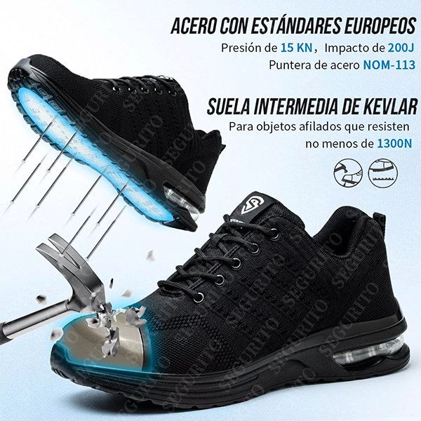 SEGURITO Safety Work Shoes with Steel Toe & Kevlar Sole, Impact & Puncture Resistant