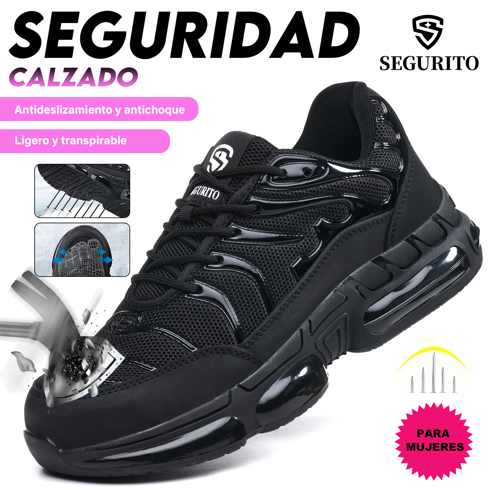 SEGURITO Men’s Safety Work Shoes, Slip-Resistant, Impact-Resistant, Lightweight & Breathable
