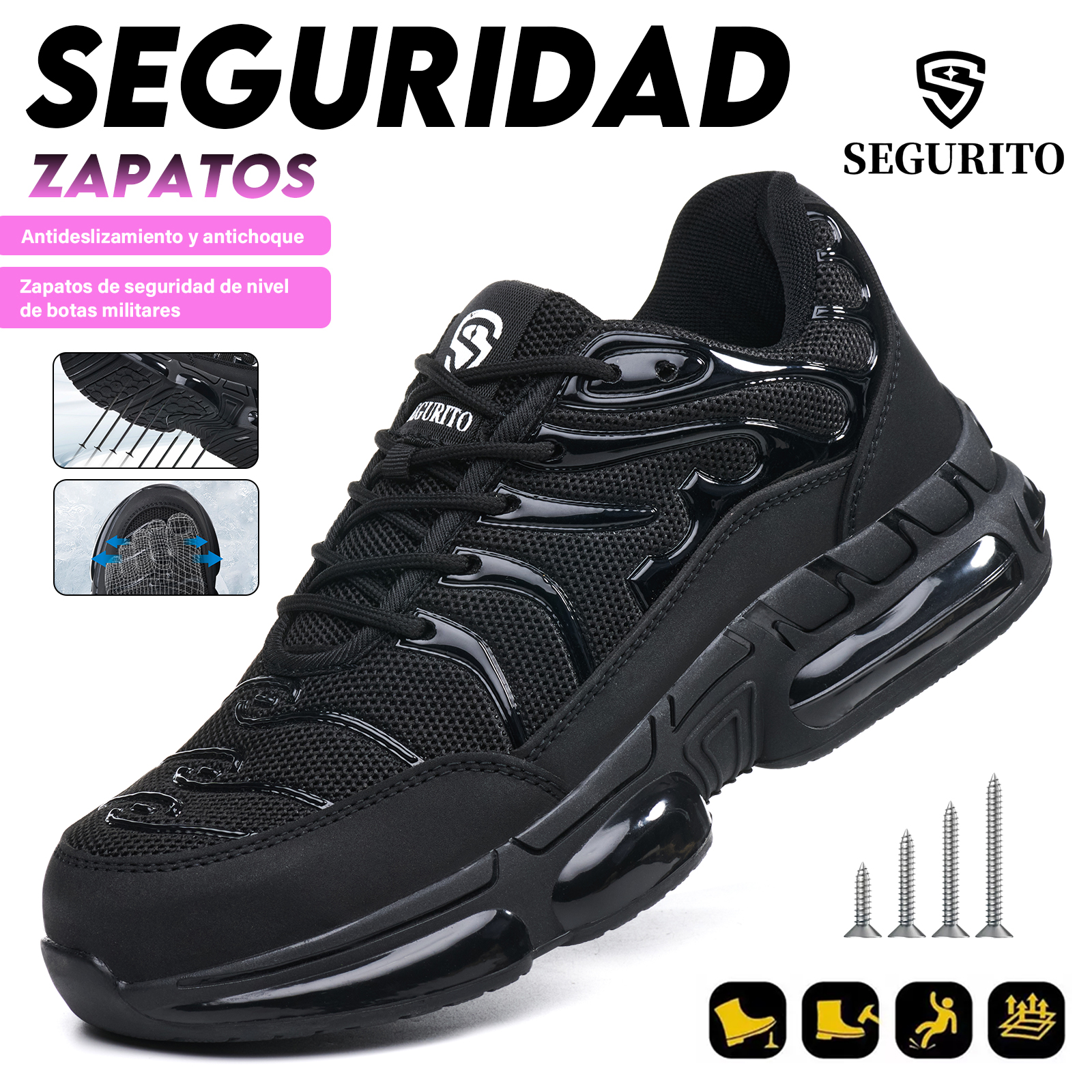 SEGURITO Men’s Safety Work Shoes, Slip-Resistant, Impact-Resistant, Lightweight & Breathable