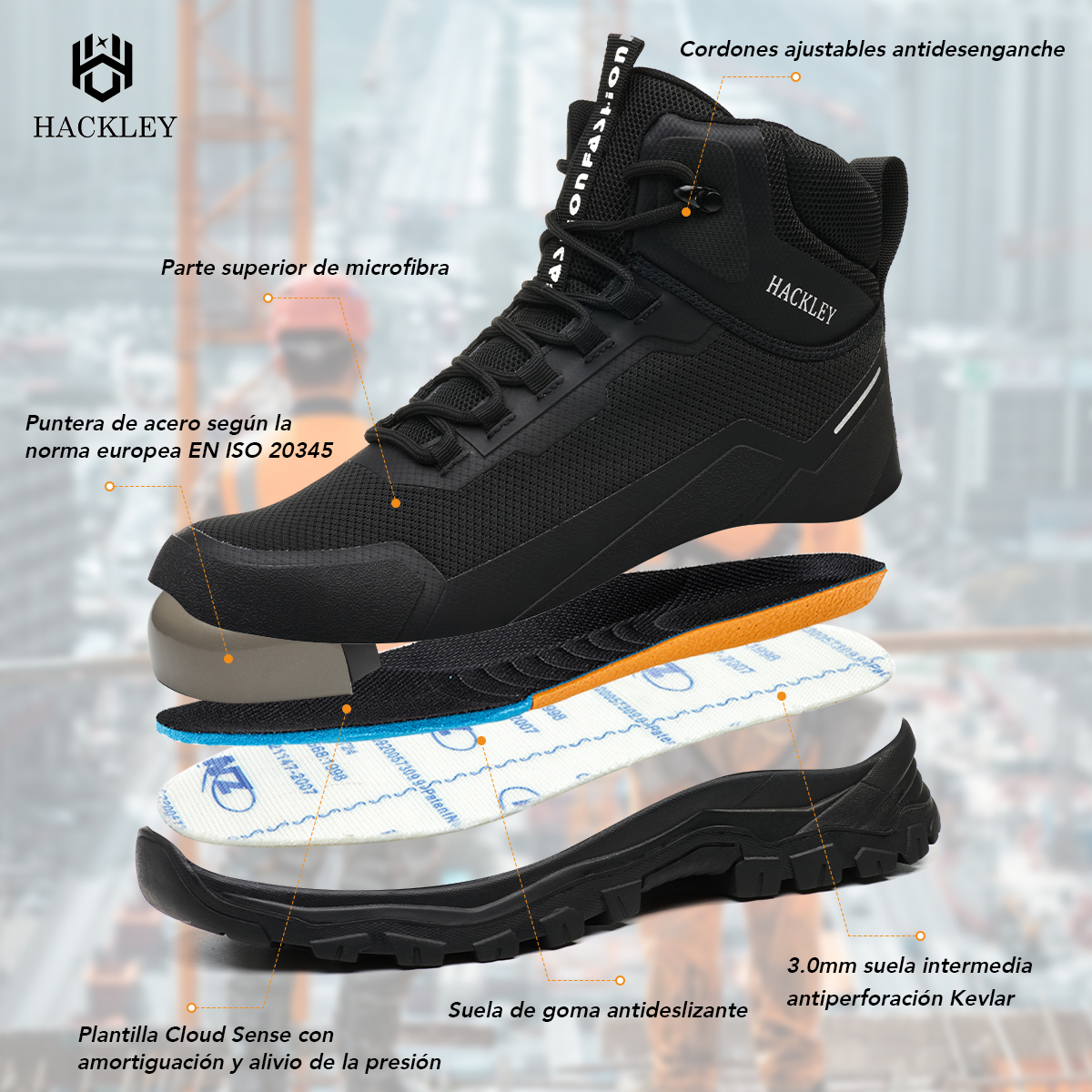 SEGURITO Work Safety Boots, Impact & Puncture Resistant, NOM-113 Steel Toe, Black