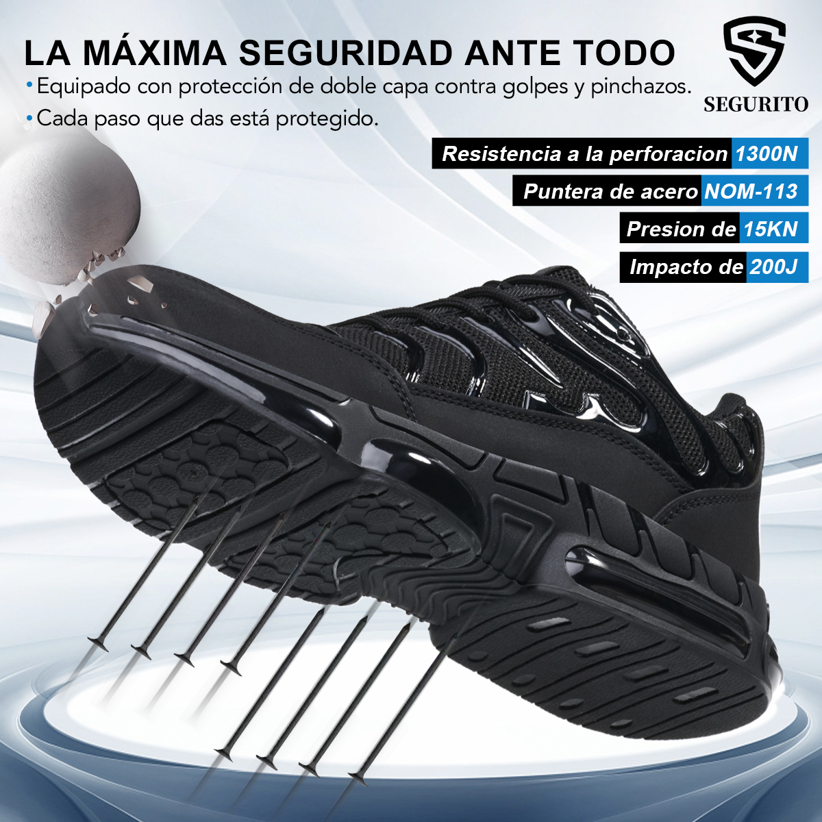 SEGURITO Men’s Safety Work Shoes, Slip-Resistant, Impact-Resistant, Lightweight & Breathable