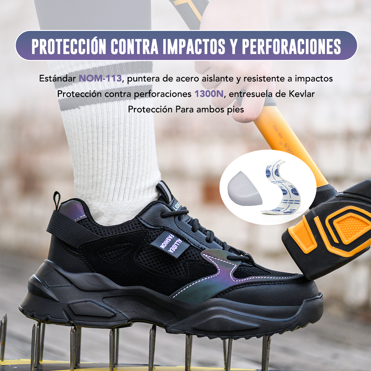 SEGURITO Safety Work Shoes with NOM-113 Steel Toe & Kevlar Midsole, Impact & Puncture Resistant