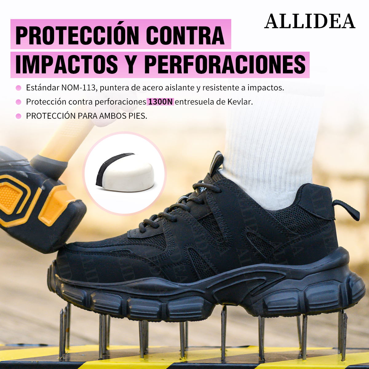 SEGURITO Safety Work Shoes with NOM-113 Steel Toe & Kevlar Midsole, Impact & Puncture Resistant