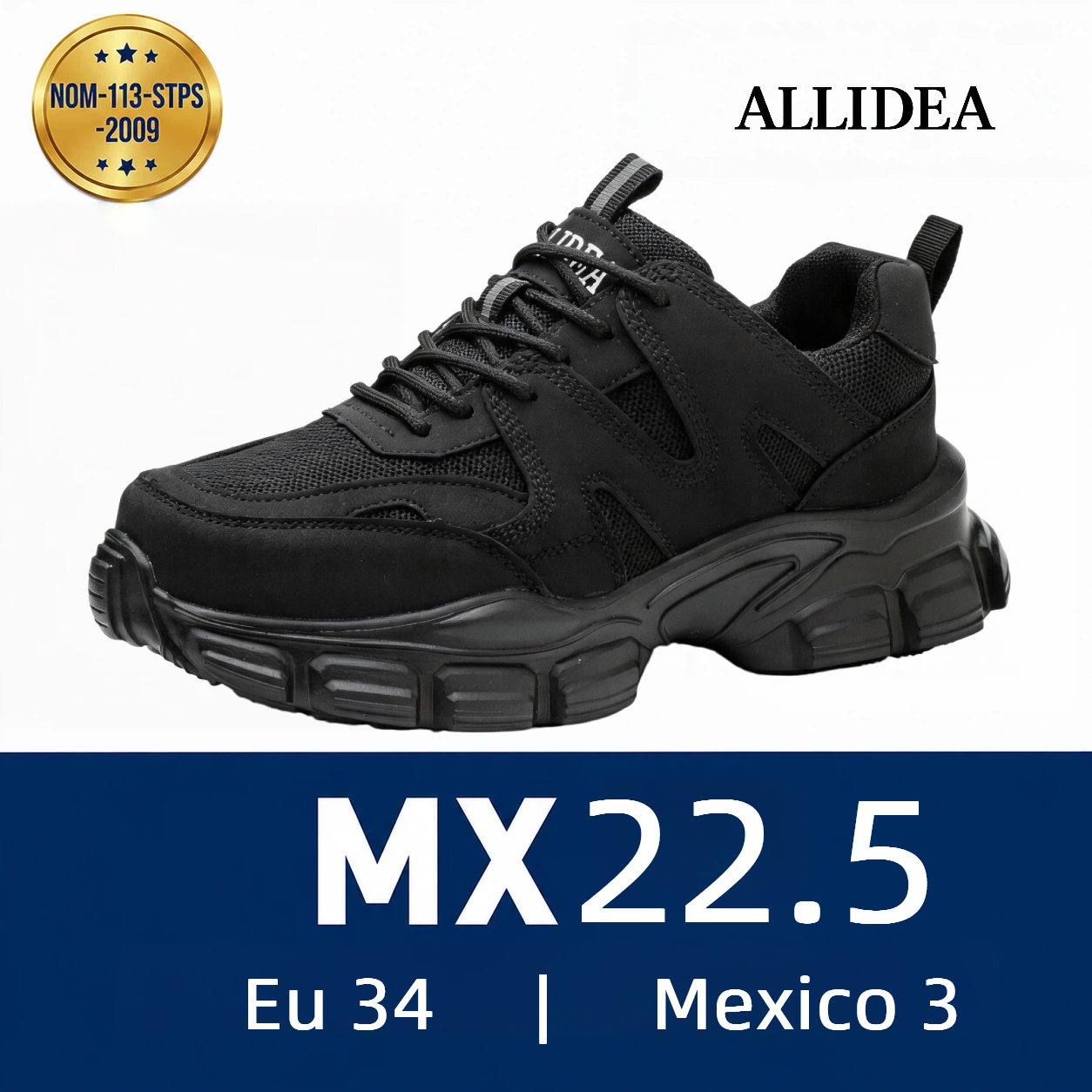 ALLIDEA A1 Negro | Zapatos de Seguridad Deportivos para Mujer Transpirables Ligeros NOM-113