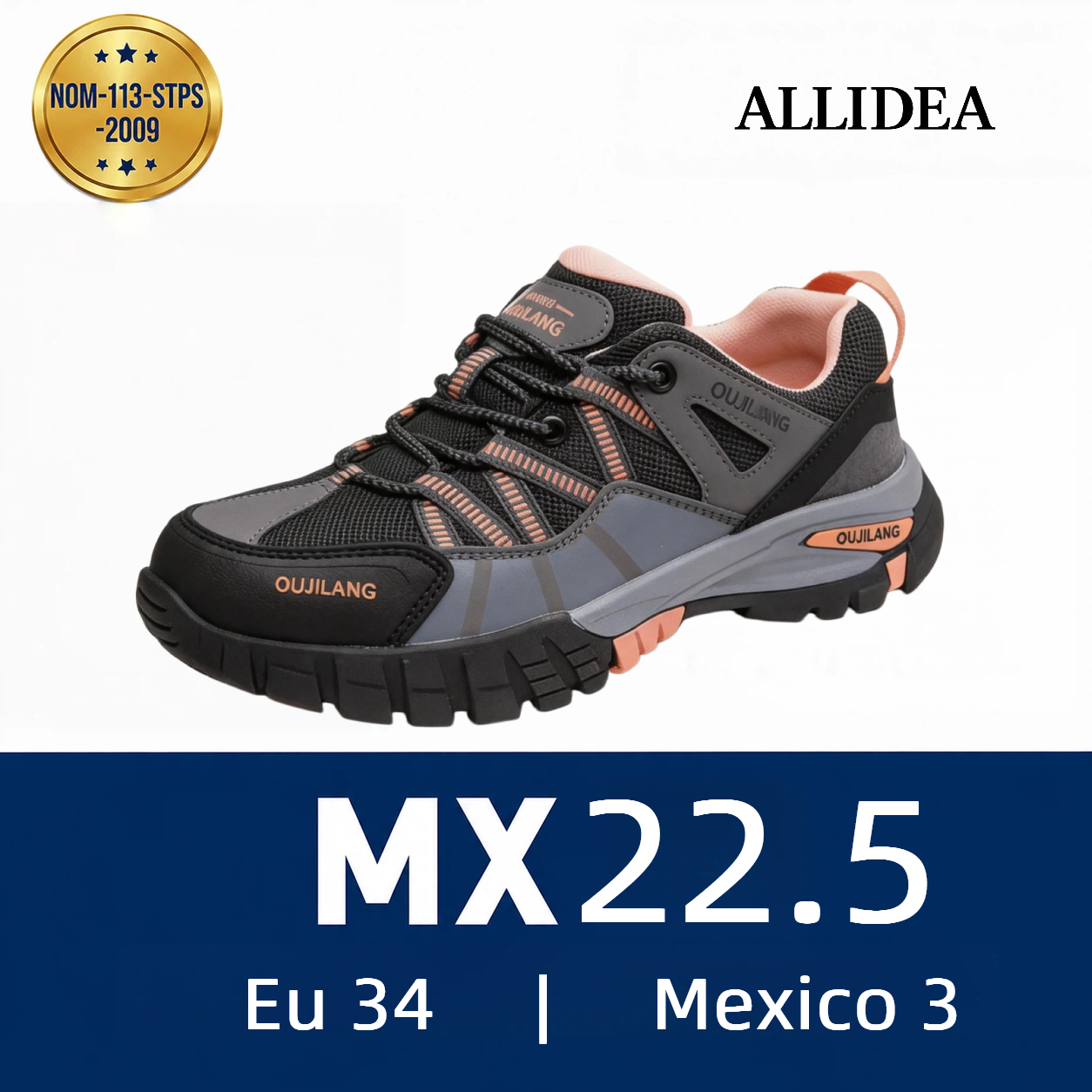 ALLIDEA 7619 | Zapatos de Seguridad Alto Corte para Mujer Deportivos Punta de Acero NOM-113