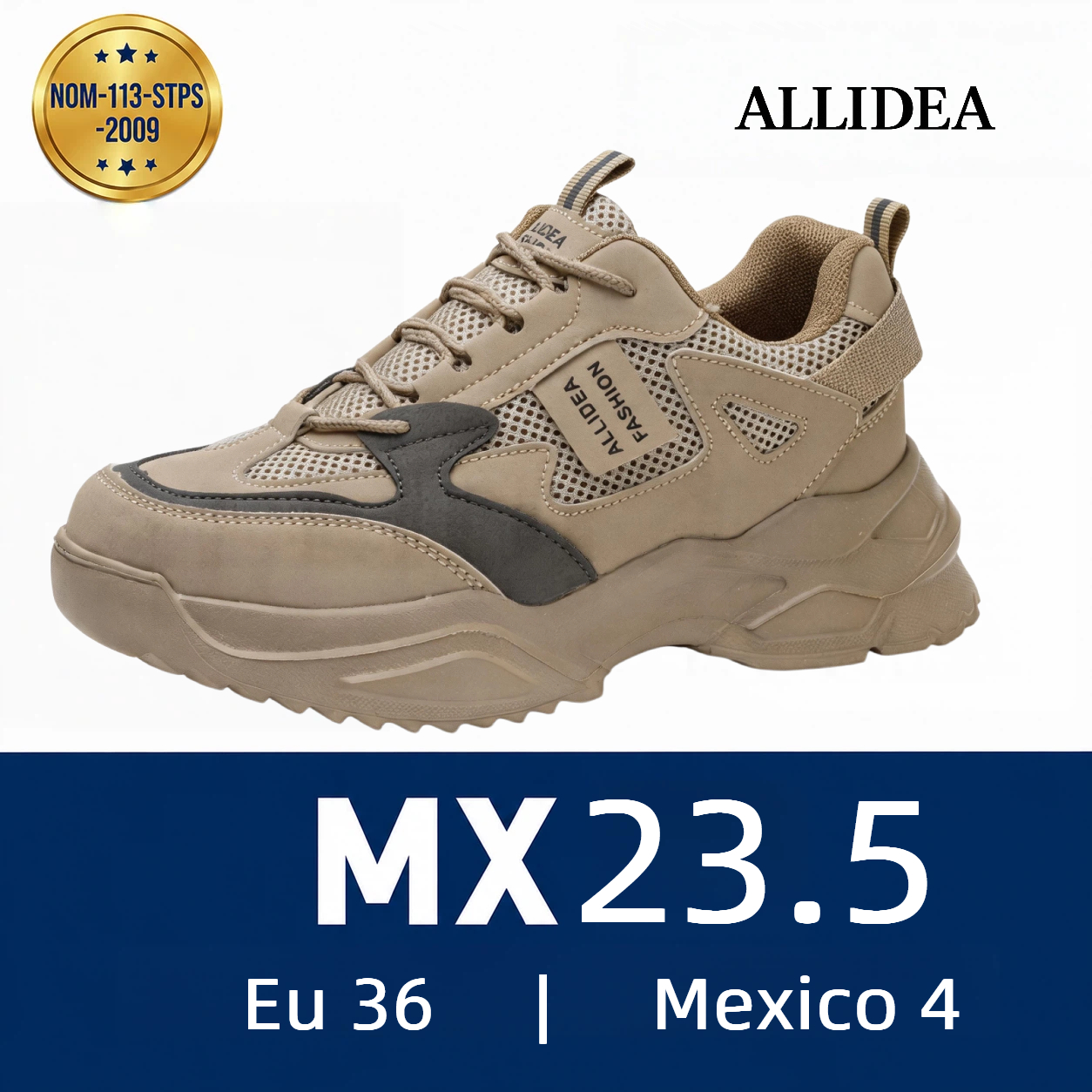 ALLIDEA A3 Caqui Zapato de Seguridad para Mujer Ligero Antiderrapante NOM-113