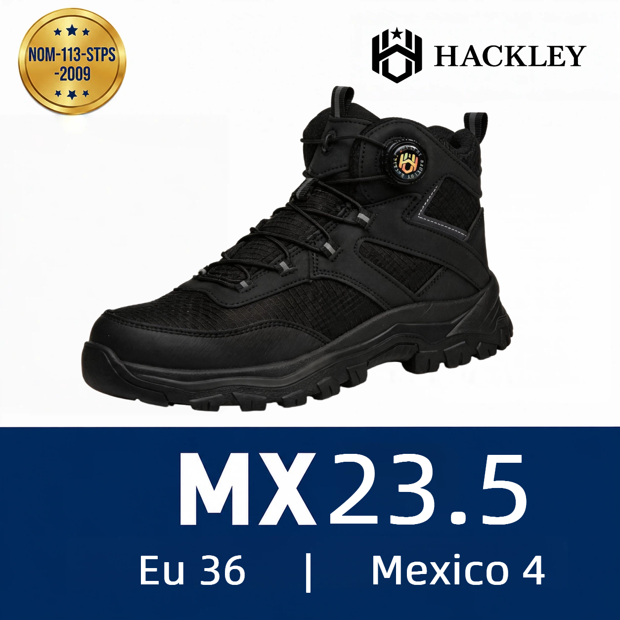HACKLEY G6 Gris  Bota Industrial Alta Antiderrapante Punta de Acero NOM-113