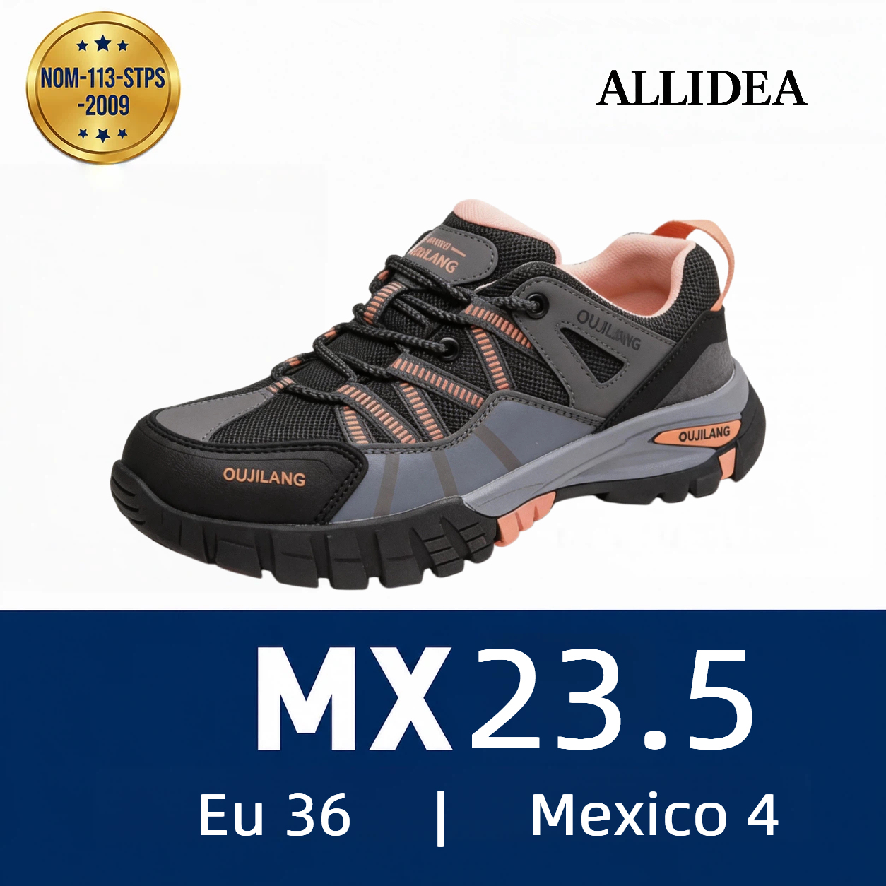 ALLIDEA 7619 |Zapatos de Seguridad para Mujer Deportivos Altos Punta de Acero NOM-113