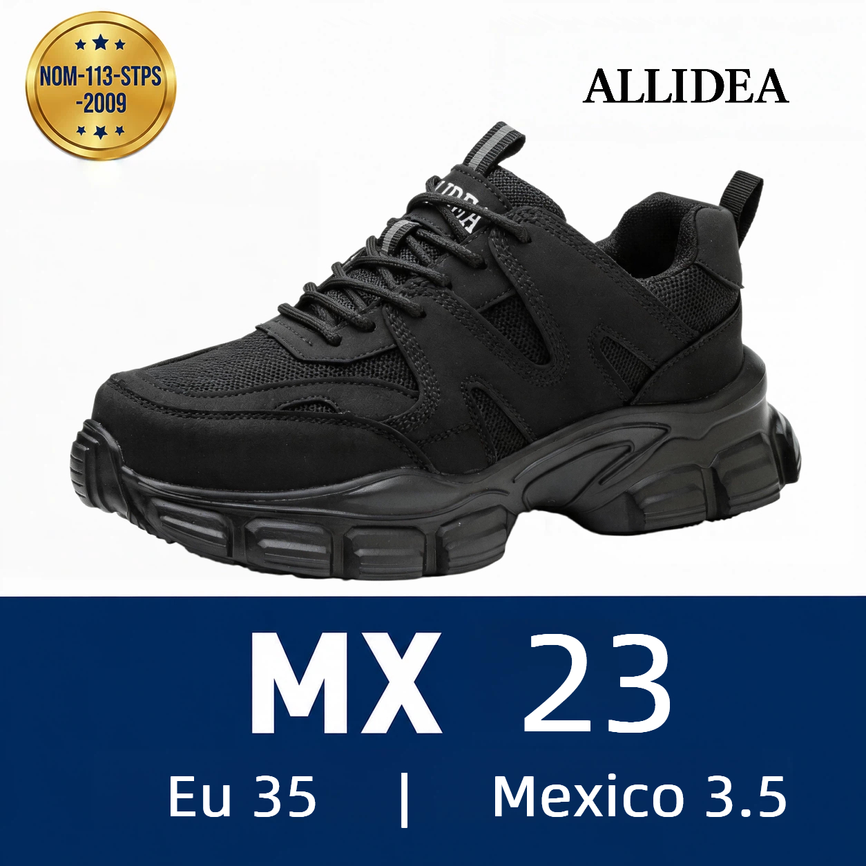 ALLIDEA A1 Negro | Zapatos de Seguridad para Mujer Deportivos Transpirables NOM-113