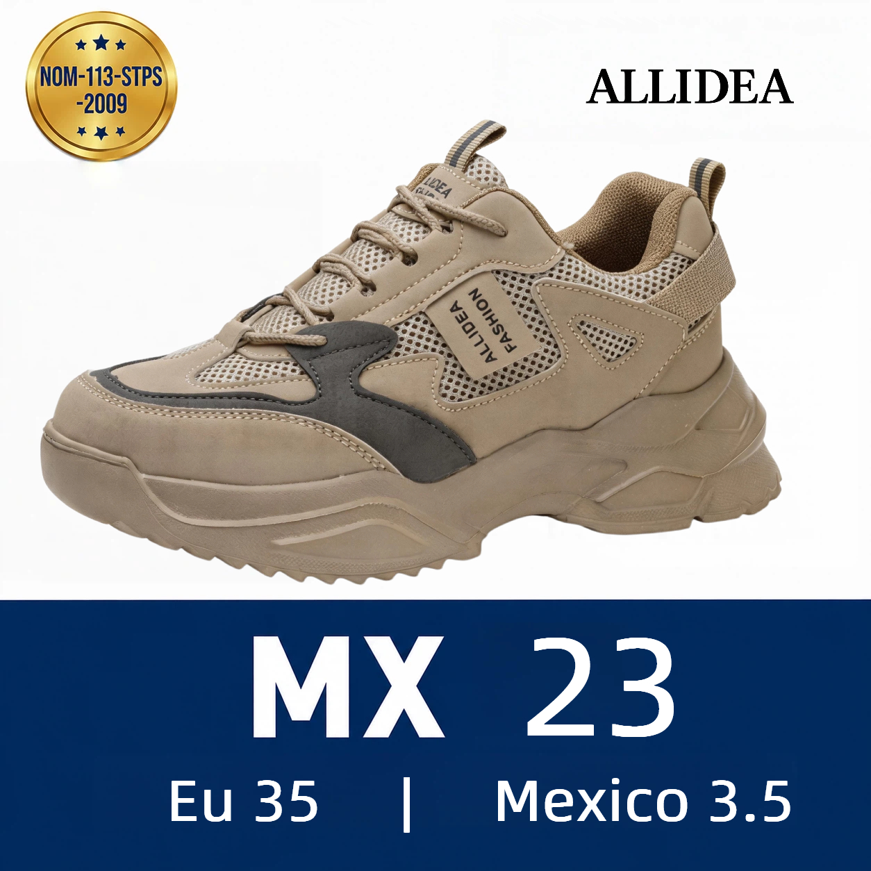 ALLIDEA A3 Caqui Zapato de Seguridad para Mujer Ligero Antiderrapante NOM-113
