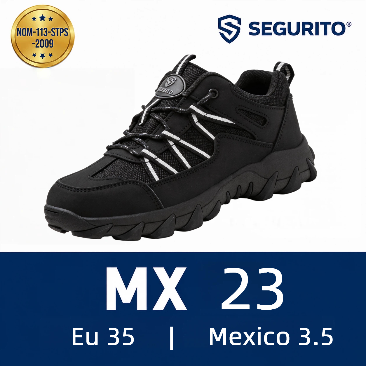 SEGURITO W33 | Zapato de Trabajo Antiderrapante Punta de Acero NOM-113