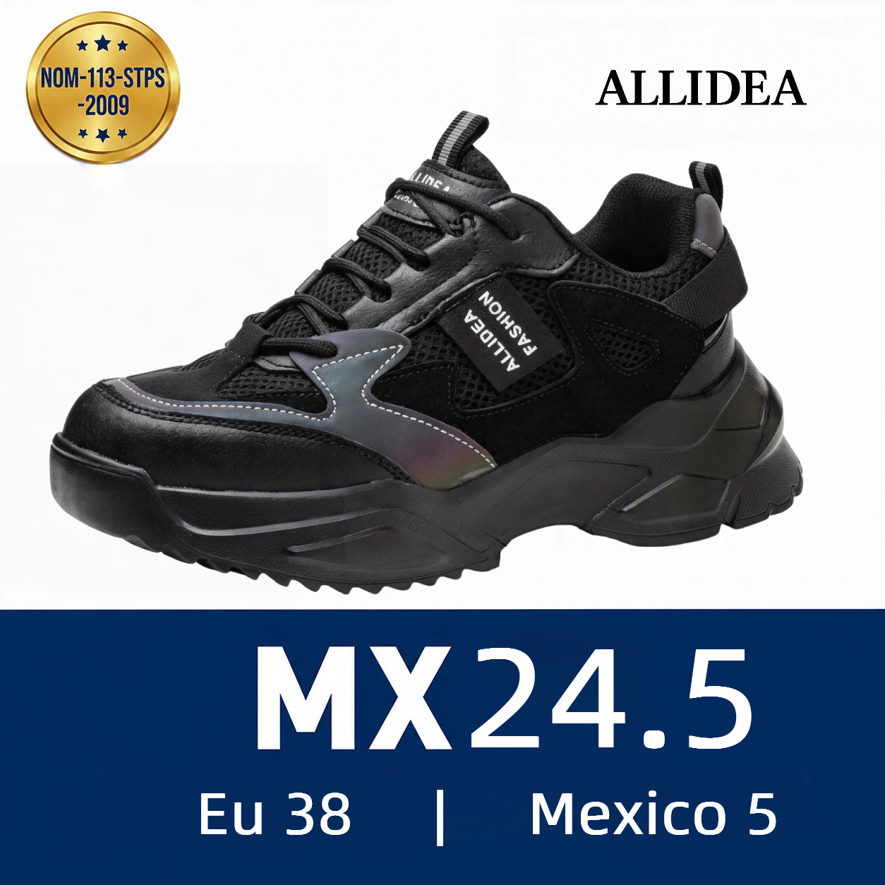 ALLIDEA A3 Negro | Zapato de Seguridad para Mujer Ligero Antiderrapante NOM-113