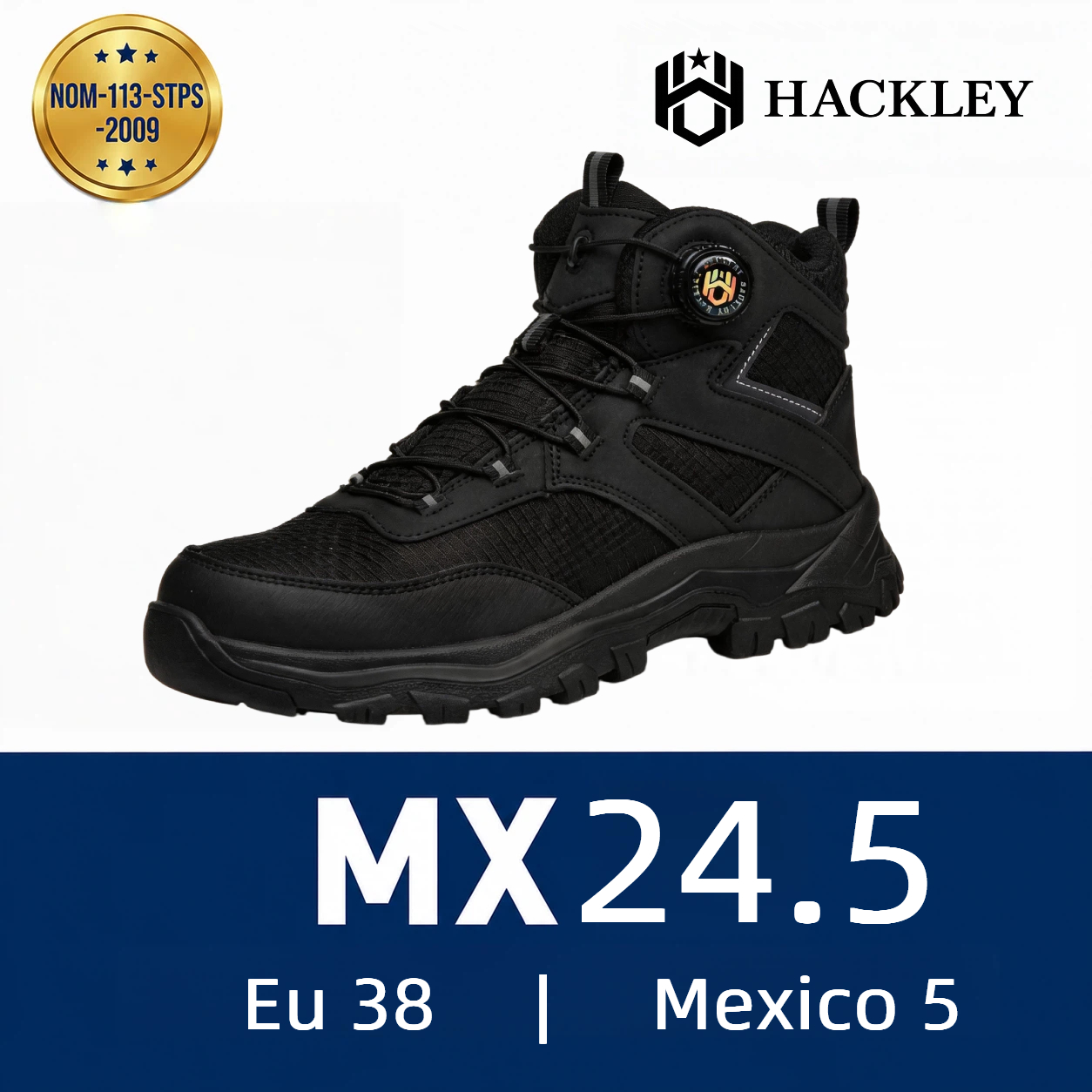 HACKLEY G6 Gris  Bota Industrial Alta Antiderrapante Punta de Acero NOM-113