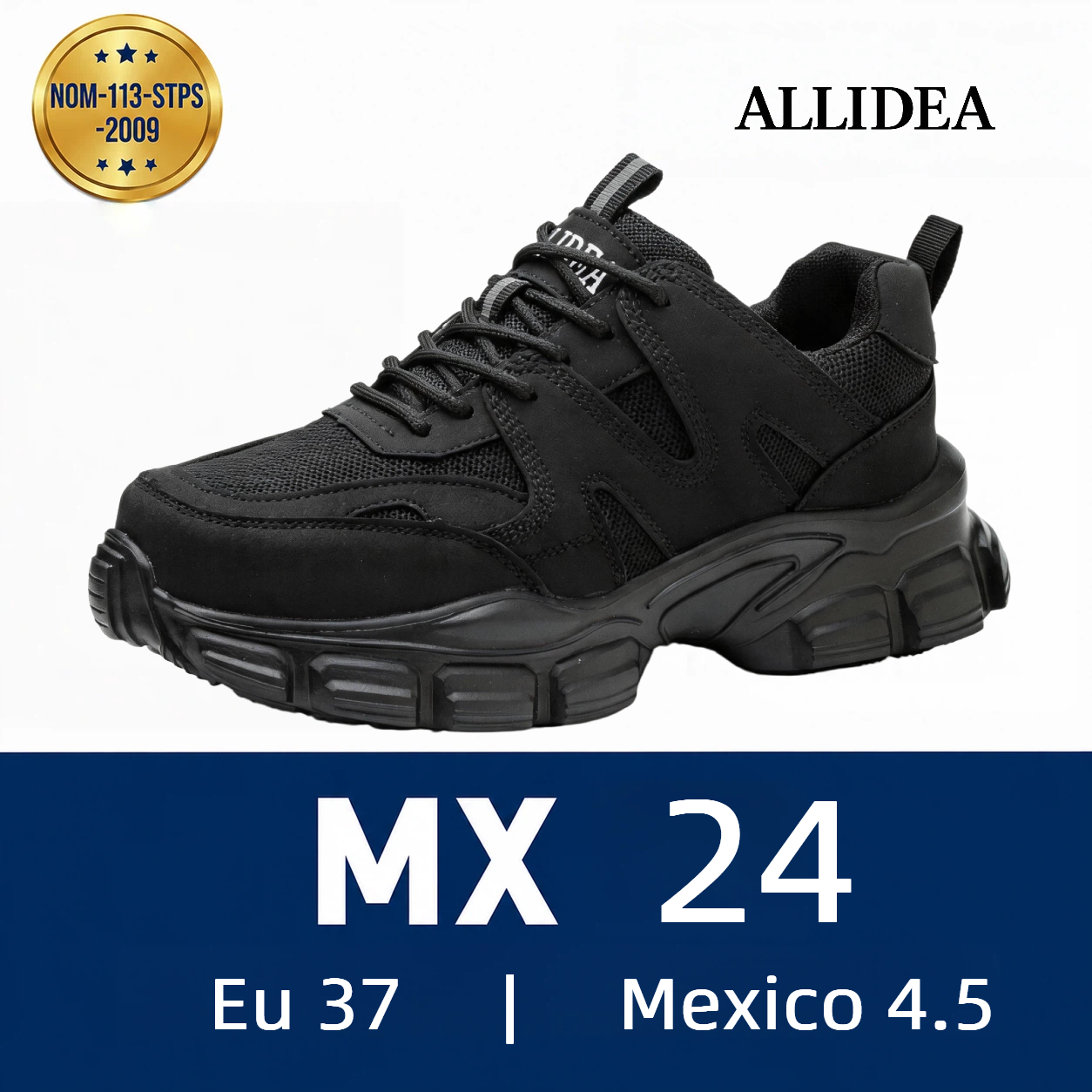 ALLIDEA A1 Negro | Zapatos de Seguridad para Mujer Deportivos Transpirables NOM-113