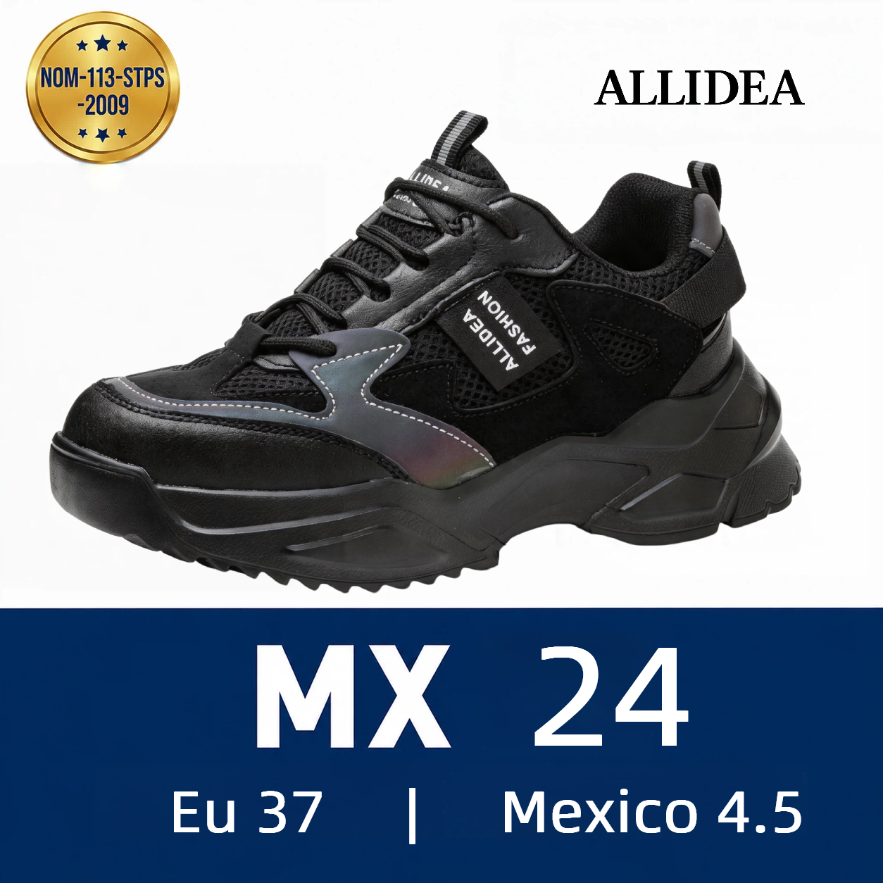 ALLIDEA A3 Negro | Zapato de Seguridad para Mujer Ligero Antiderrapante NOM-113