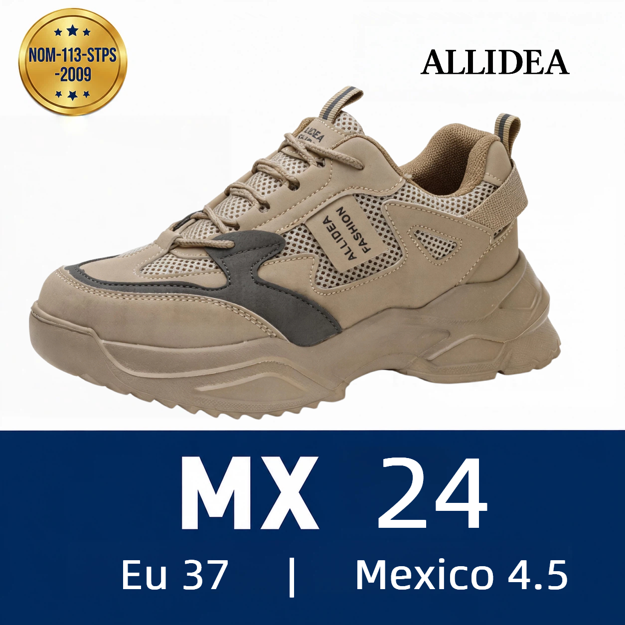 ALLIDEA A3 Caqui Zapato de Seguridad para Mujer Ligero Antiderrapante NOM-113