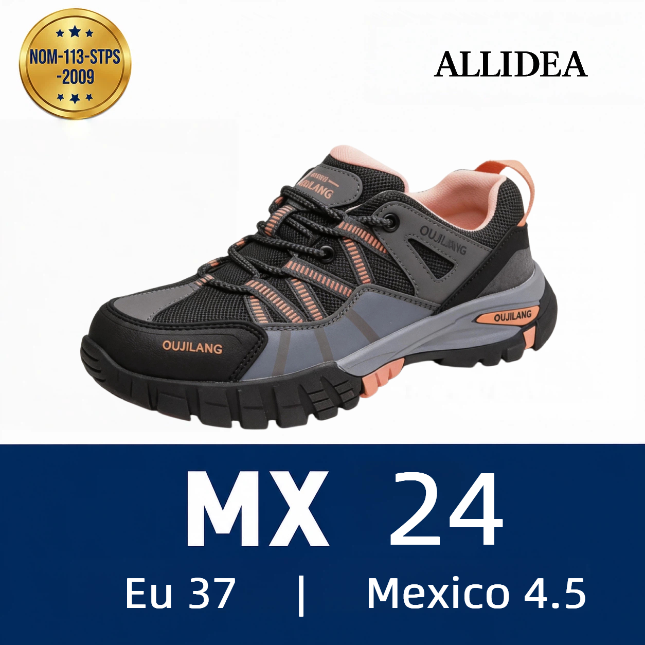 ALLIDEA 7619 |Zapatos de Seguridad para Mujer Deportivos Altos Punta de Acero NOM-113