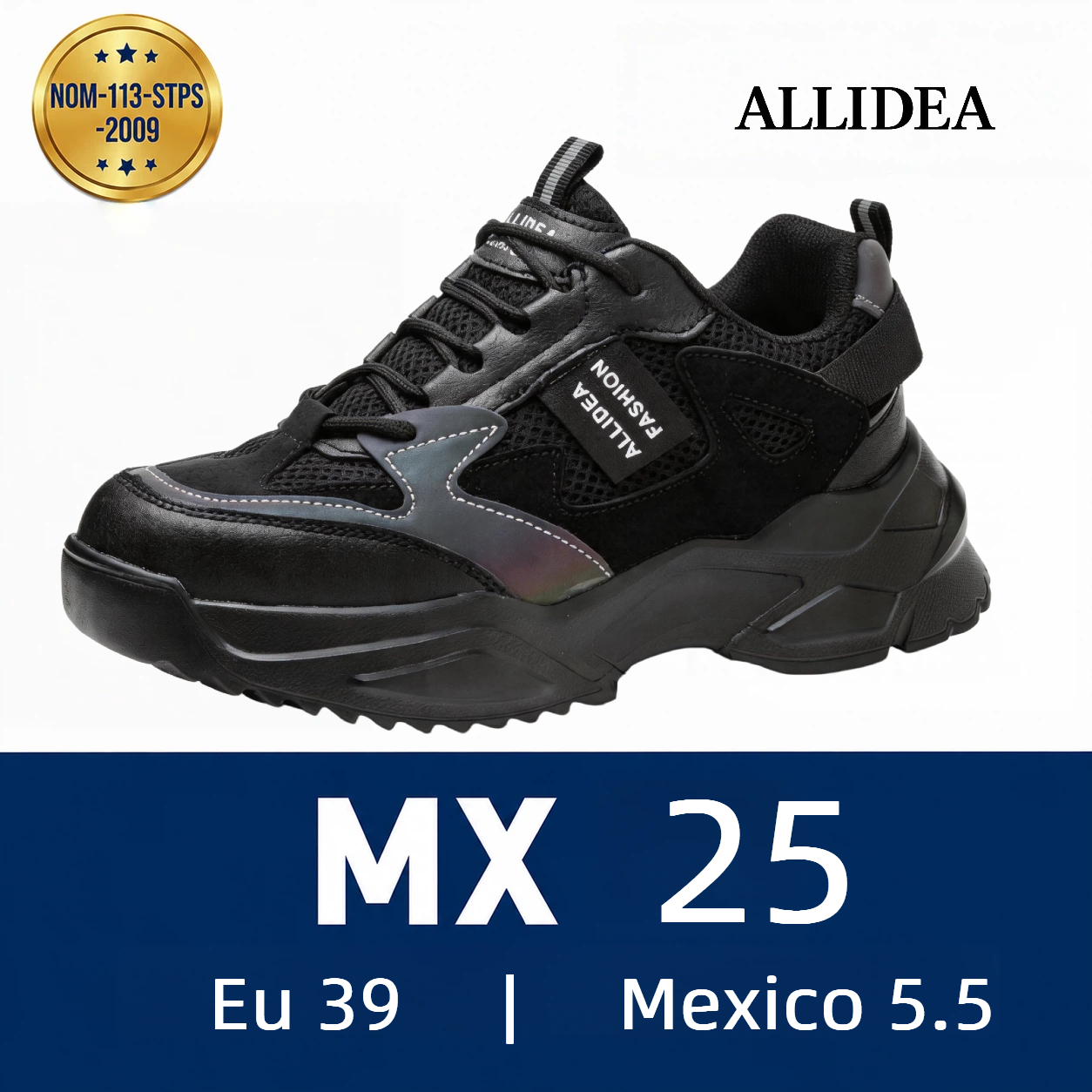 ALLIDEA A3 Negro | Zapato de Seguridad para Mujer Ligero Antiderrapante NOM-113
