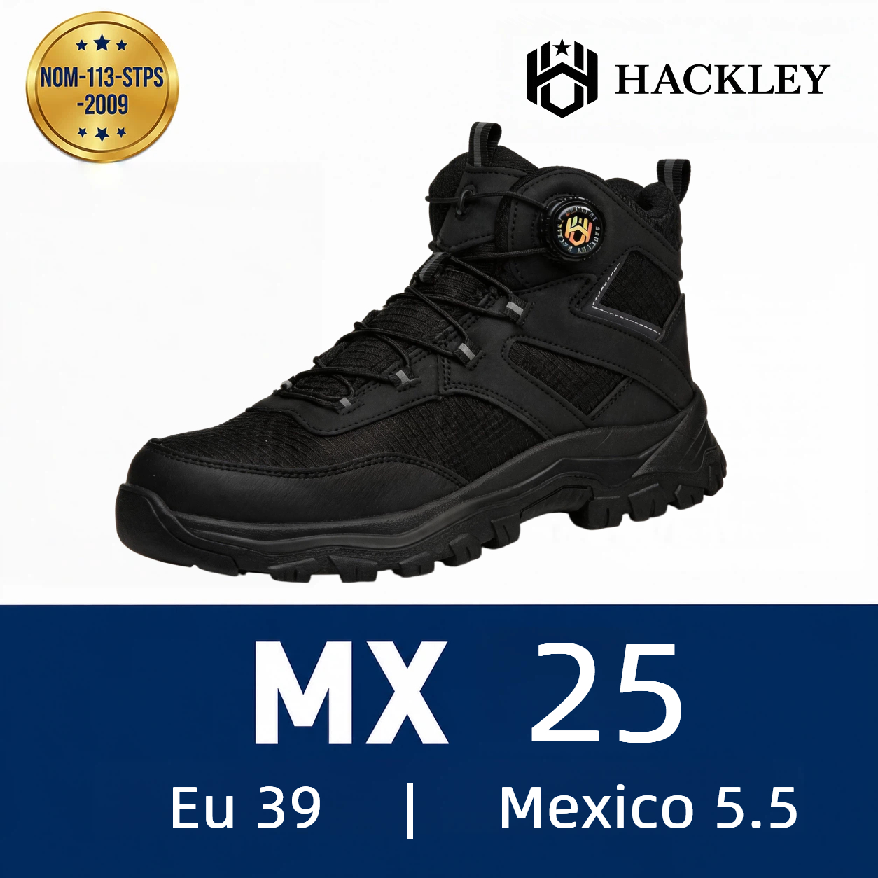 HACKLEY G6 Gris  Bota Industrial Alta Antiderrapante Punta de Acero NOM-113