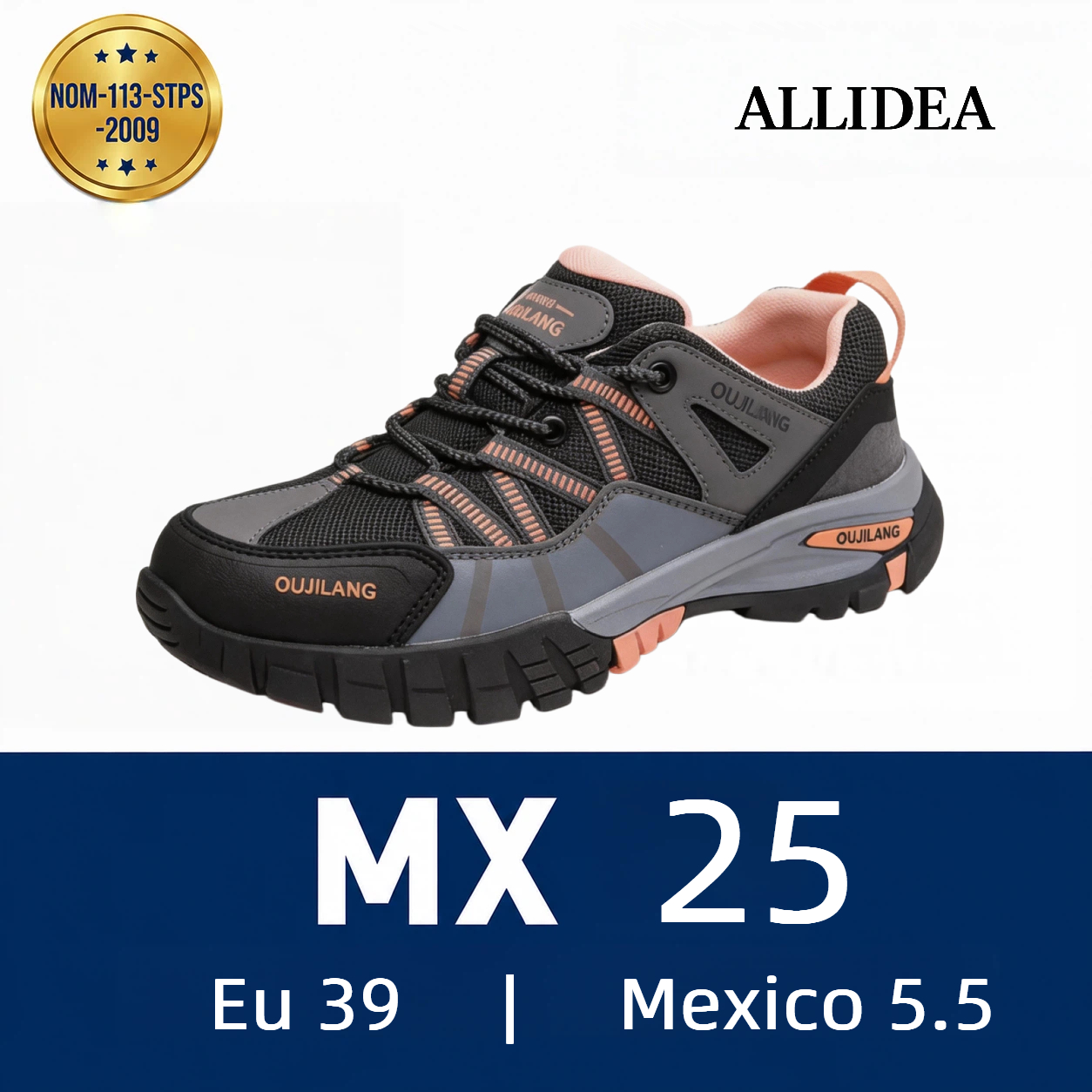 ALLIDEA 7619 |Zapatos de Seguridad para Mujer Deportivos Altos Punta de Acero NOM-113