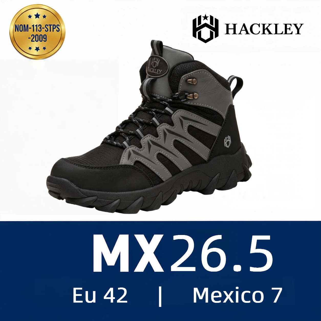 HACKLEY G3 Gris  Bota Industrial Alta Antiderrapante Punta de Acero NOM-113