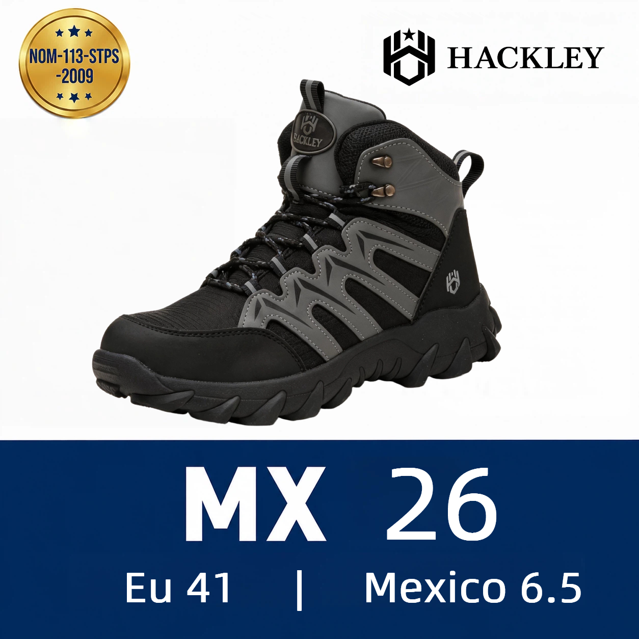 HACKLEY G3 Gris  Bota Industrial Alta Antiderrapante Punta de Acero NOM-113