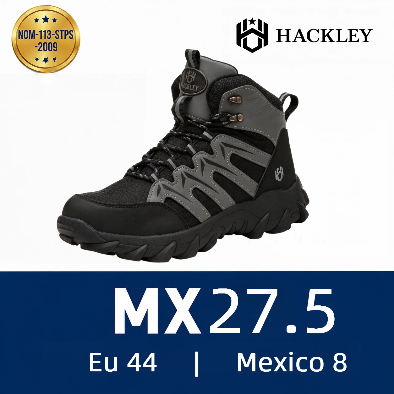 HACKLEY G3 Gris  Bota Industrial Alta Antiderrapante Punta de Acero NOM-113