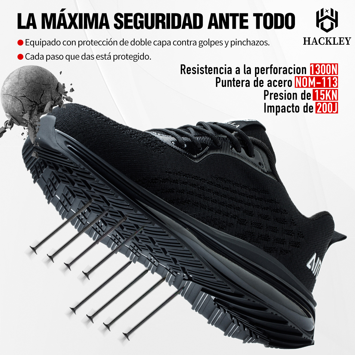 SEGURITO Safety Work Shoes with Double-Layer Protection, NOM-113 Steel Toe, Impact & Puncture Resistant