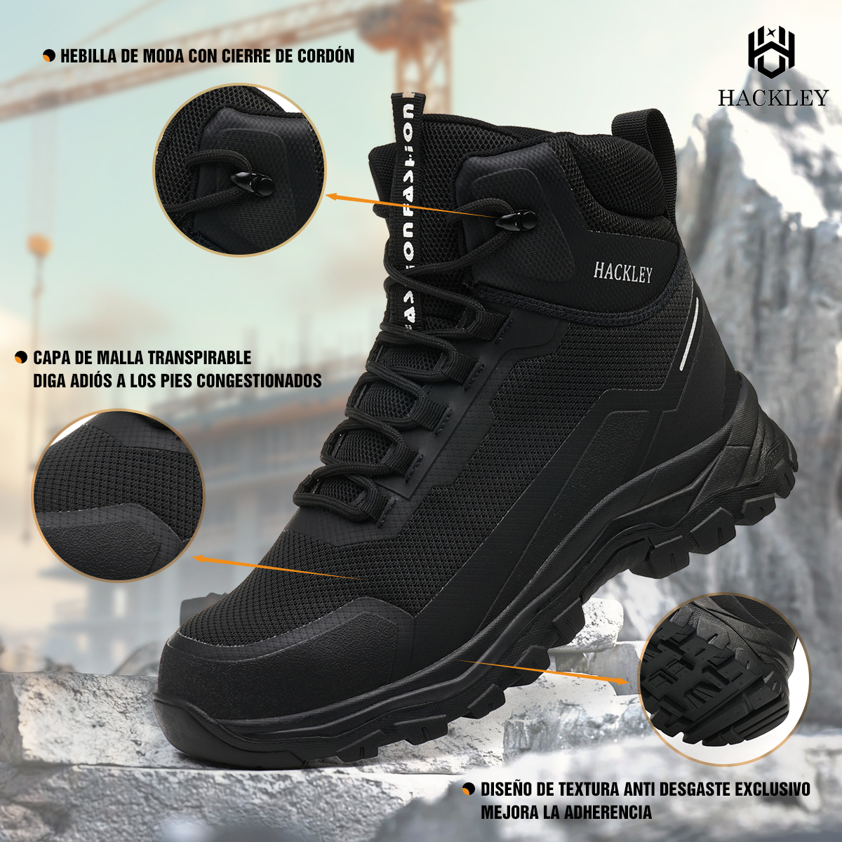 SEGURITO Work Safety Boots, Impact & Puncture Resistant, NOM-113 Steel Toe, Black