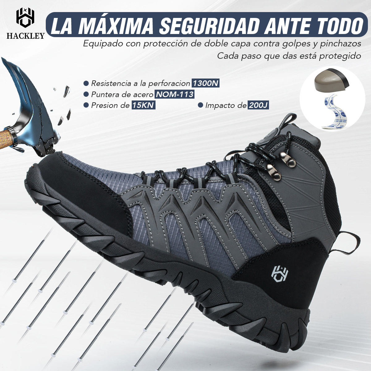 SEGURITO Construction Safety Boots, Impact & Puncture Resistant, Non-Slip Sole, Black/Grey