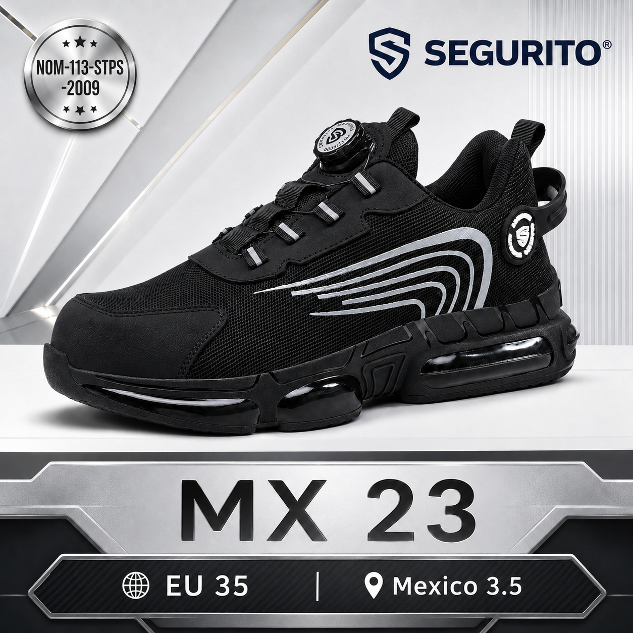 SEGURITO N07 Botas de Seguridad con BOA, Punta de Acero y Suela Antiperforación NOM-113