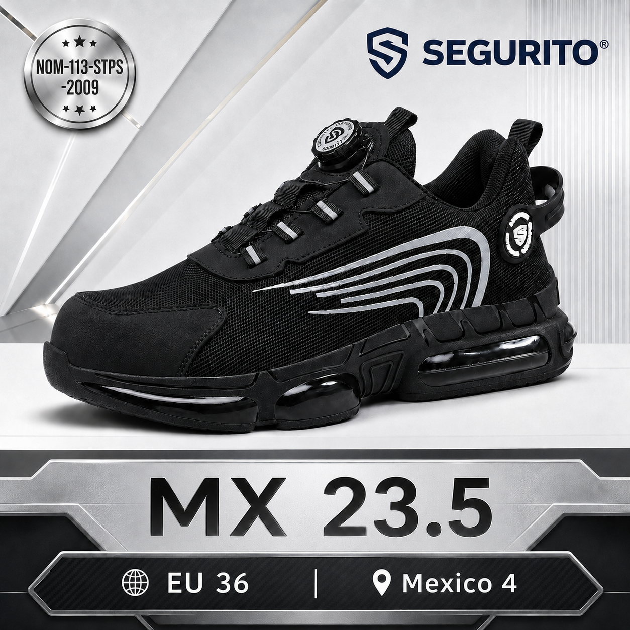 SEGURITO N07 Botas de Seguridad con BOA, Punta de Acero y Suela Antiperforación NOM-113
