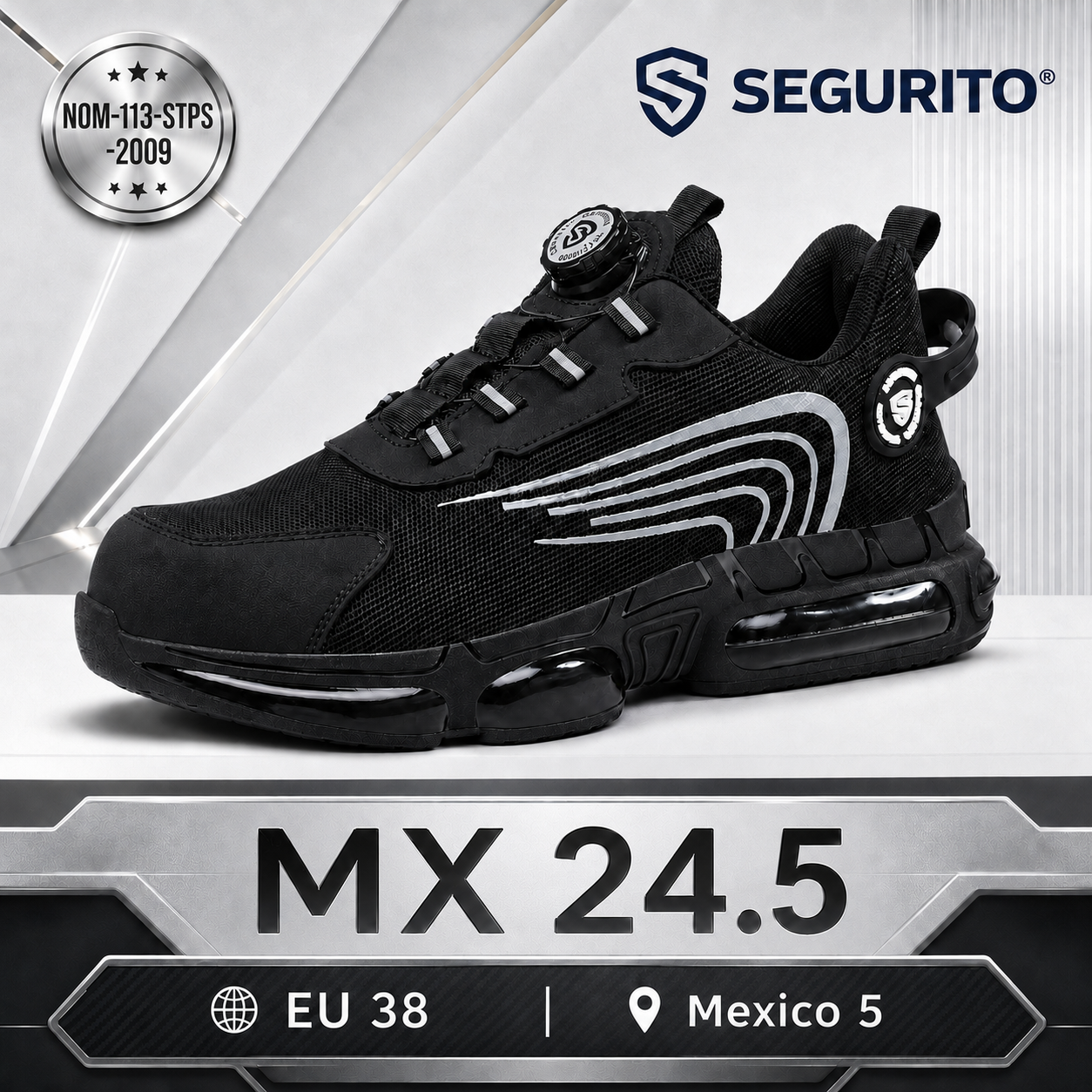 SEGURITO N07 Botas de Seguridad con BOA, Punta de Acero y Suela Antiperforación NOM-113
