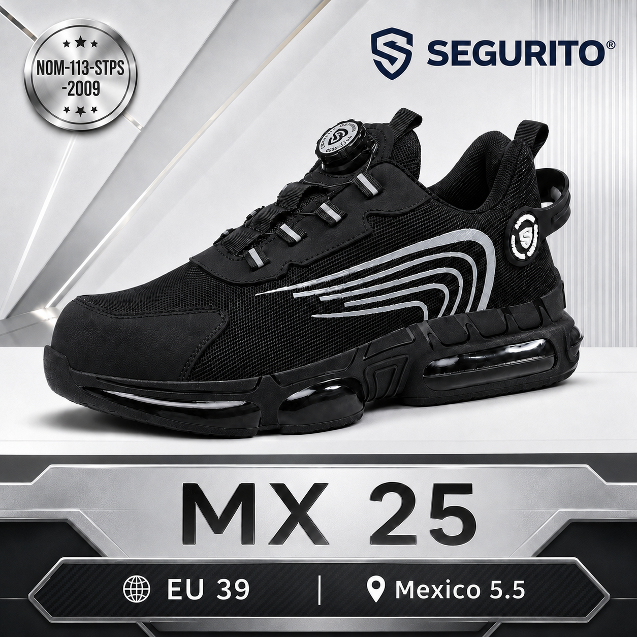 SEGURITO N07 Botas de Seguridad con BOA, Punta de Acero y Suela Antiperforación NOM-113