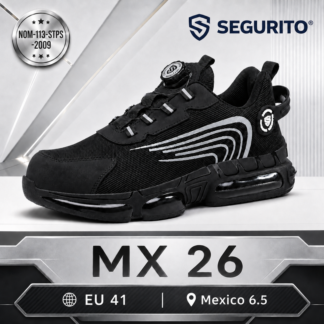 SEGURITO N07 Botas de Seguridad con BOA, Punta de Acero y Suela Antiperforación NOM-113