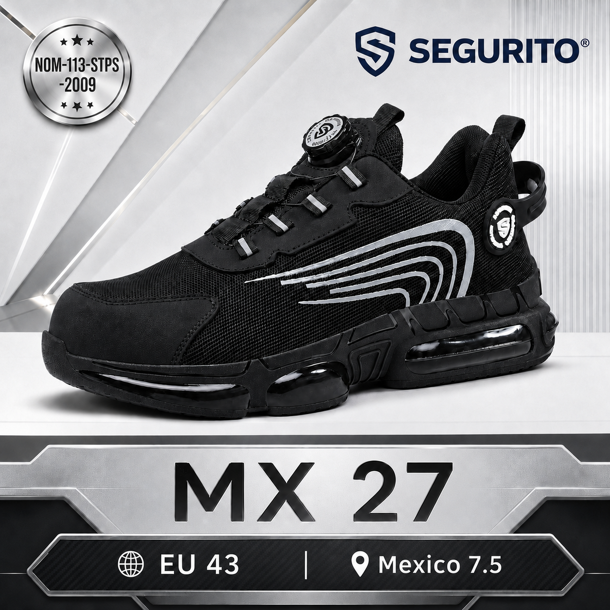 SEGURITO N07 Botas de Seguridad con BOA, Punta de Acero y Suela Antiperforación NOM-113