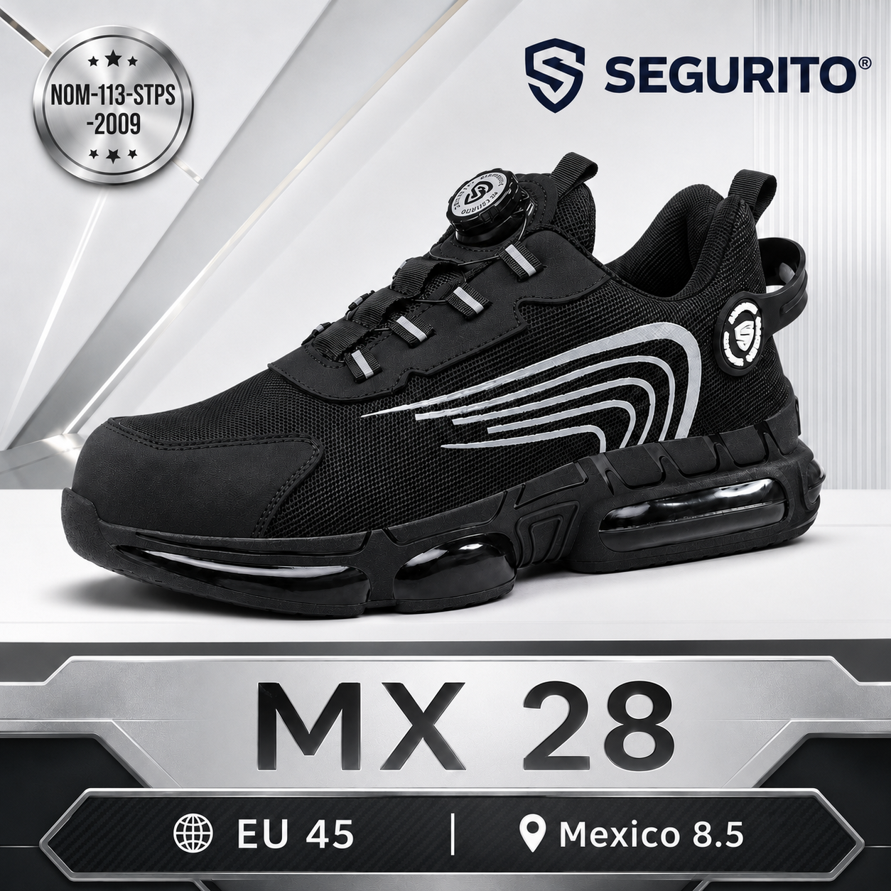 SEGURITO N07 Botas de Seguridad con BOA, Punta de Acero y Suela Antiperforación NOM-113