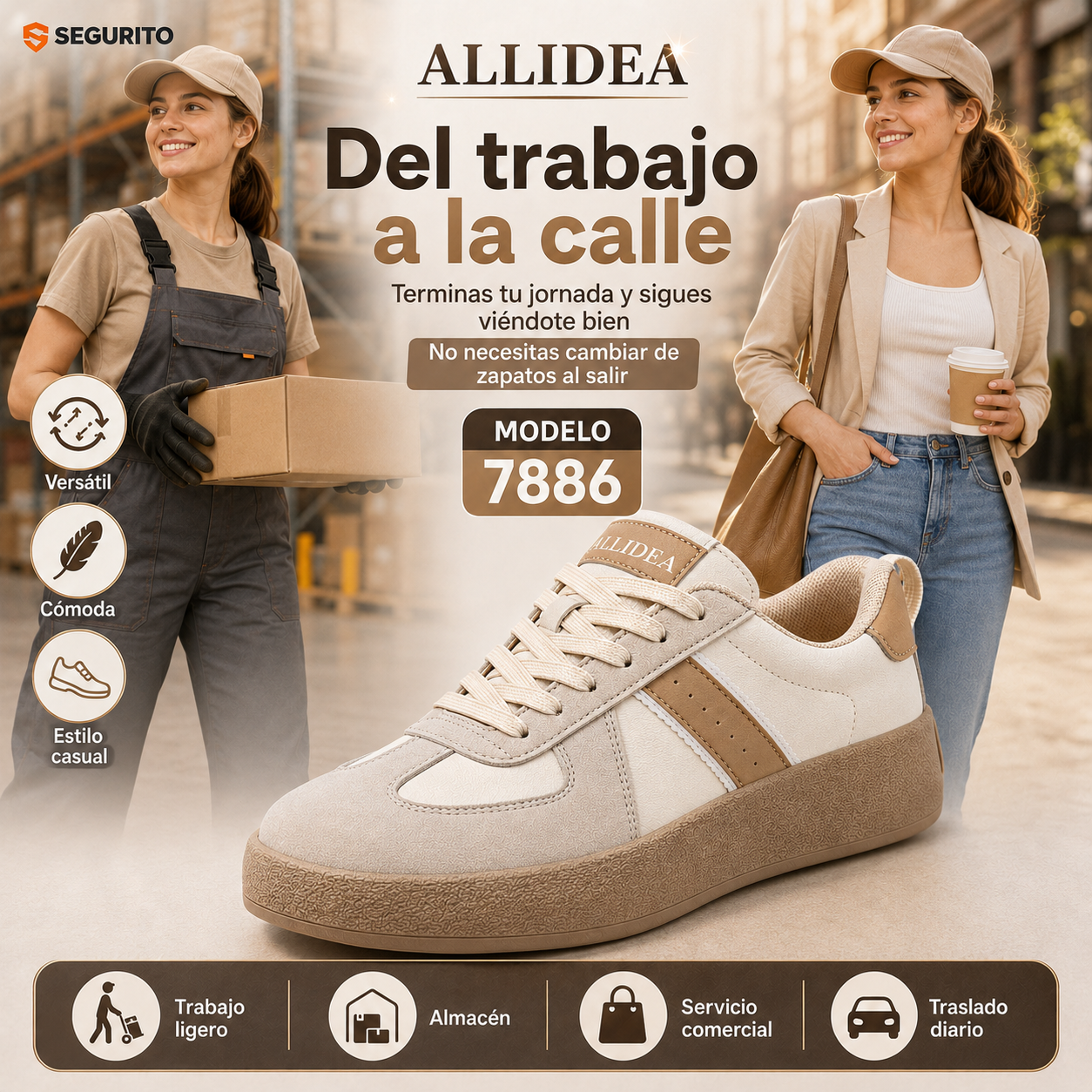 ALLIDEA 7886  Zapatos de Seguridad para Mujer Casuales Antiderrapantes NOM-113