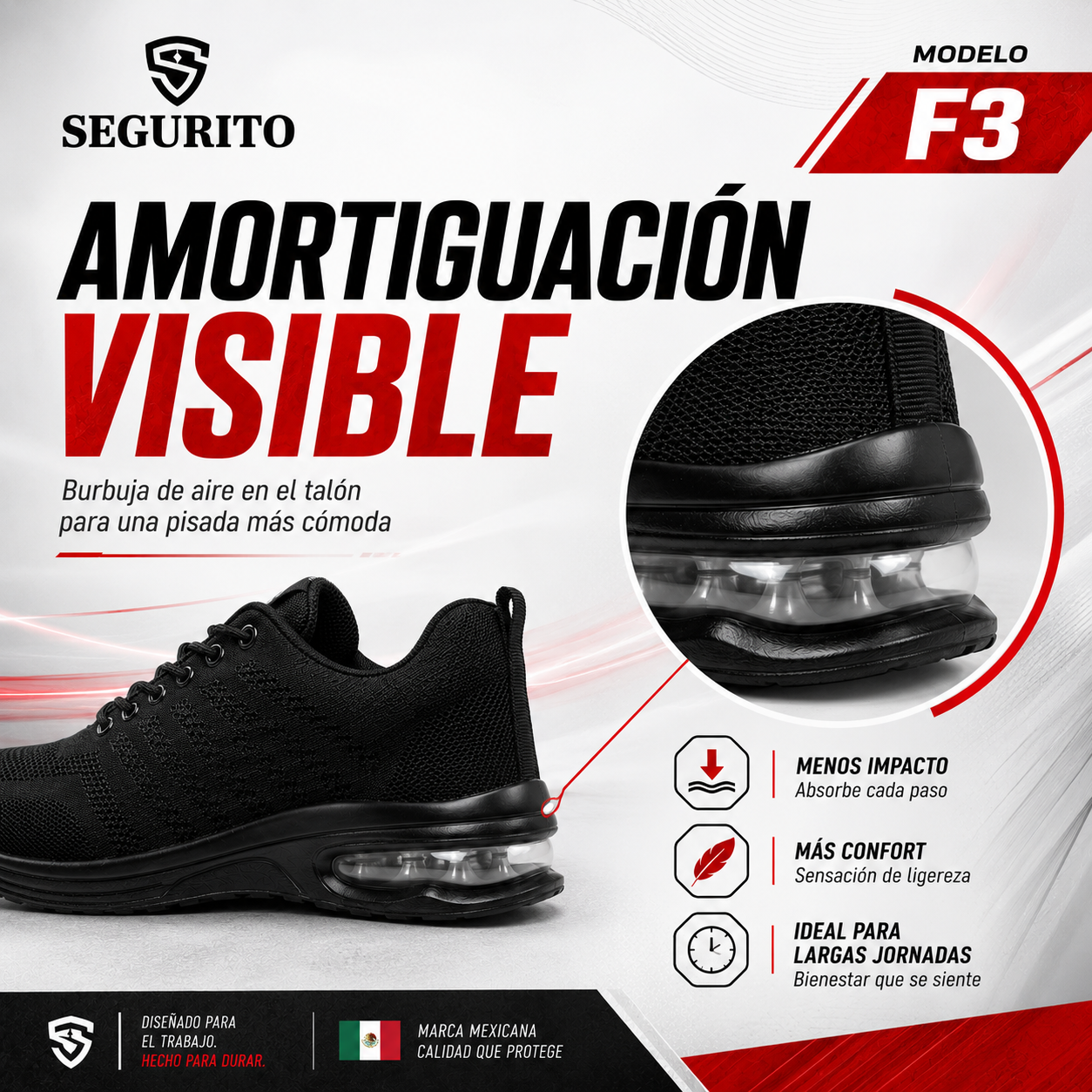SEGURITO F3  Zapatillas Deportivas de Seguridad Casuales con Punta de Acero NOM-113