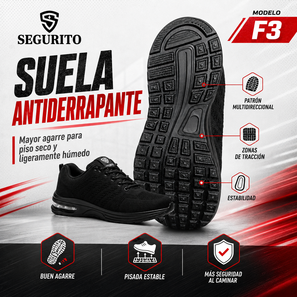 SEGURITO F3  Zapatillas Deportivas de Seguridad Casuales con Punta de Acero NOM-113