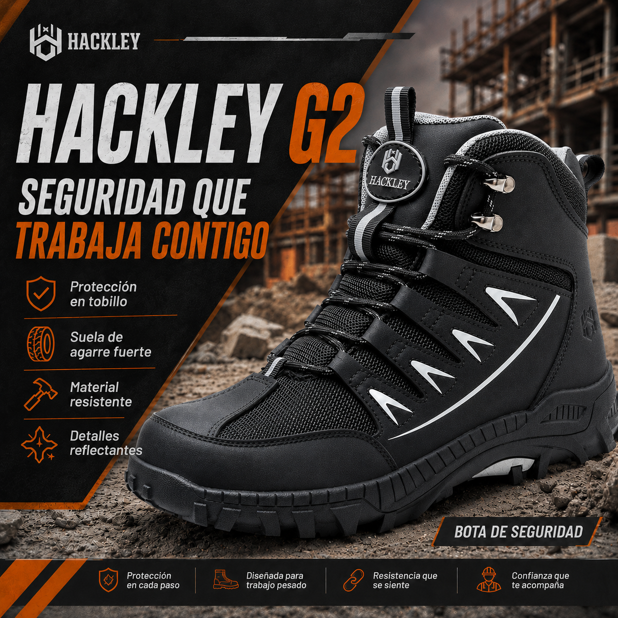 HACKLEY G2  Botas Tacticas Militares Suela Kevlar Antiperforacion NOM-113