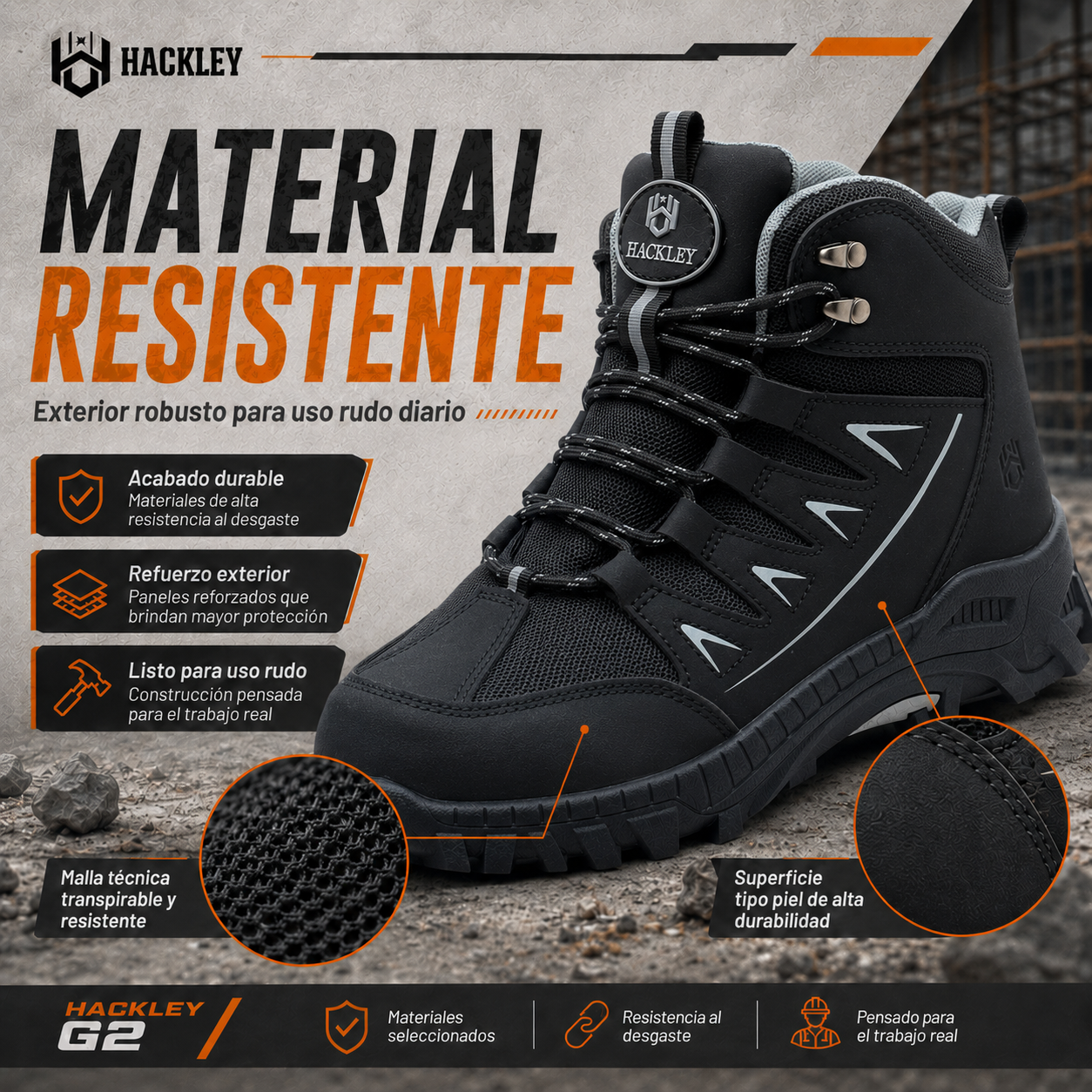 HACKLEY G2  Botas Tacticas Militares Suela Kevlar Antiperforacion NOM-113