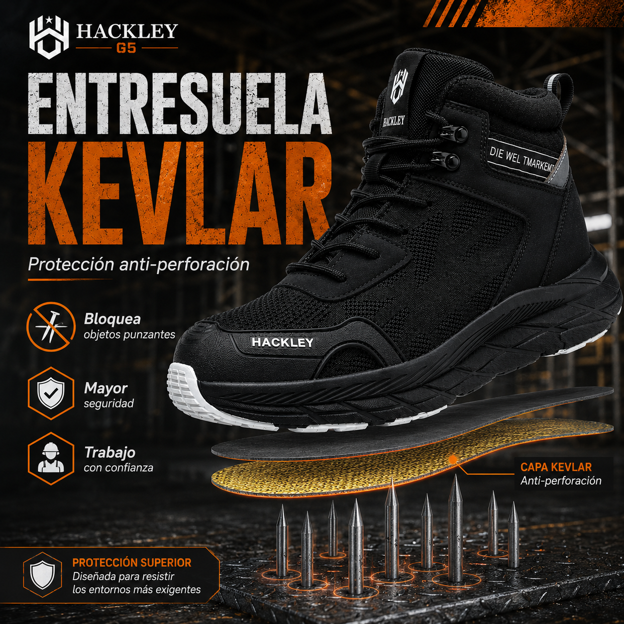 HACKLEY G5 Botas Tacticas de Alto Rendimiento Punta de Acero NOM-113