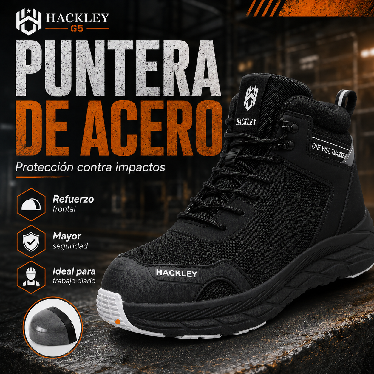HACKLEY G5 Botas Tacticas de Alto Rendimiento Punta de Acero NOM-113