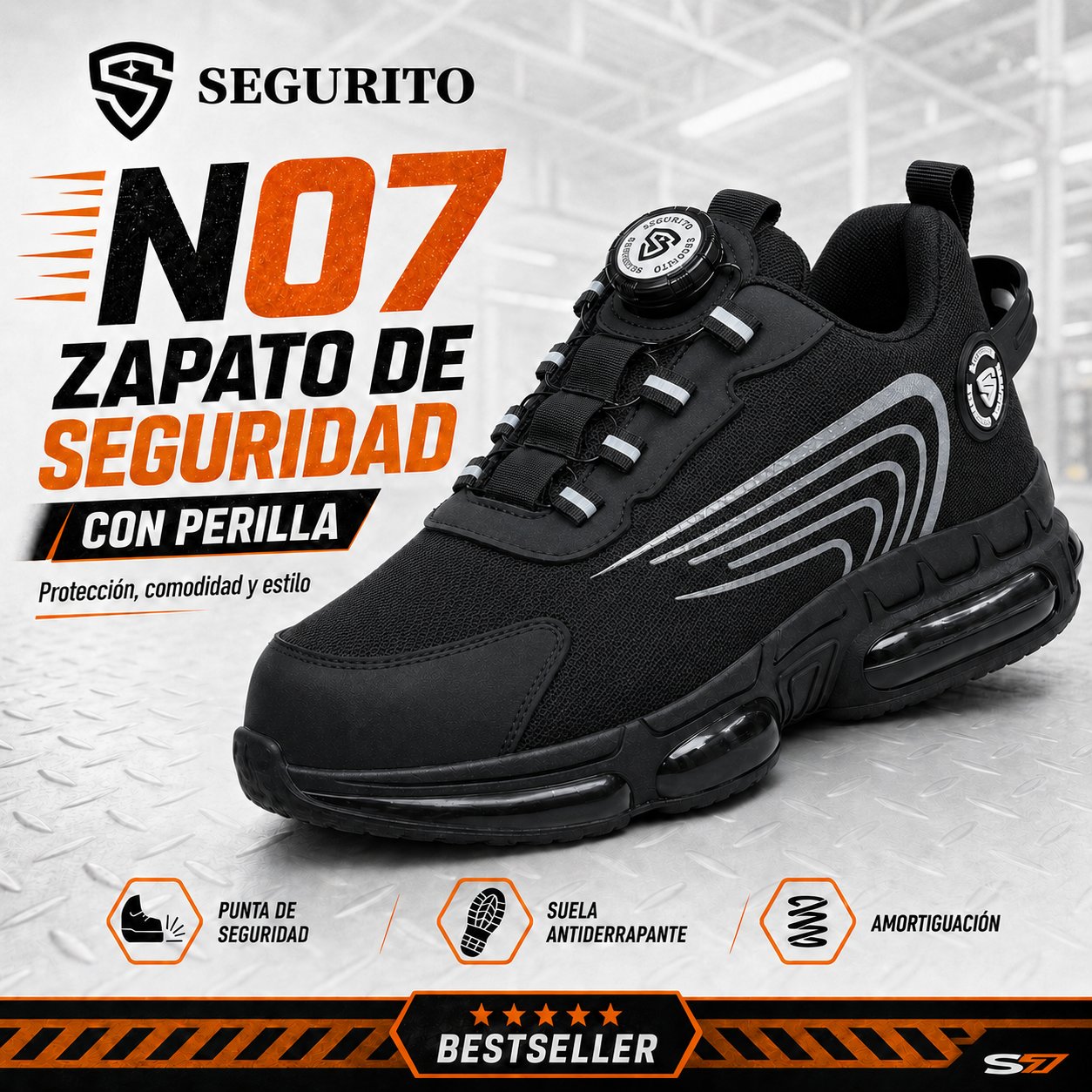 SEGURITO N07 Botas de Seguridad con BOA, Punta de Acero y Suela Antiperforación NOM-113