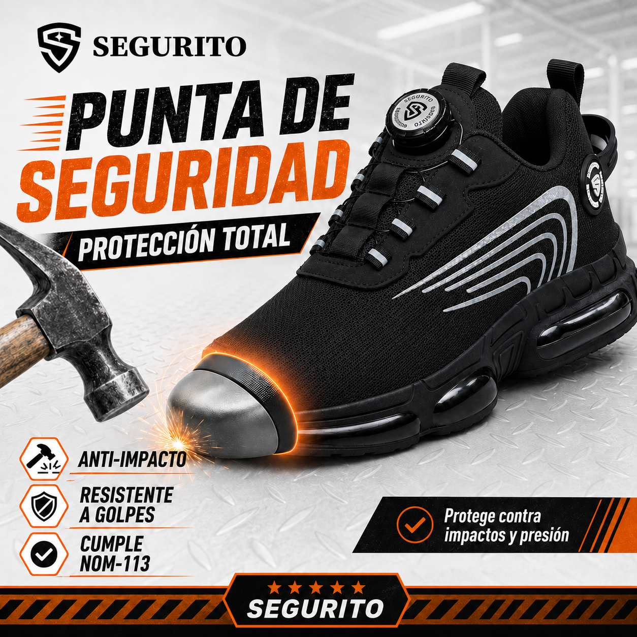 SEGURITO N07 Botas de Seguridad con BOA, Punta de Acero y Suela Antiperforación NOM-113