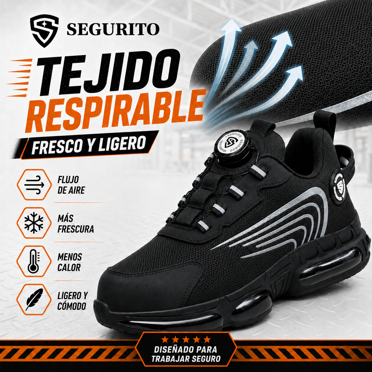 SEGURITO N07 Botas de Seguridad con BOA, Punta de Acero y Suela Antiperforación NOM-113