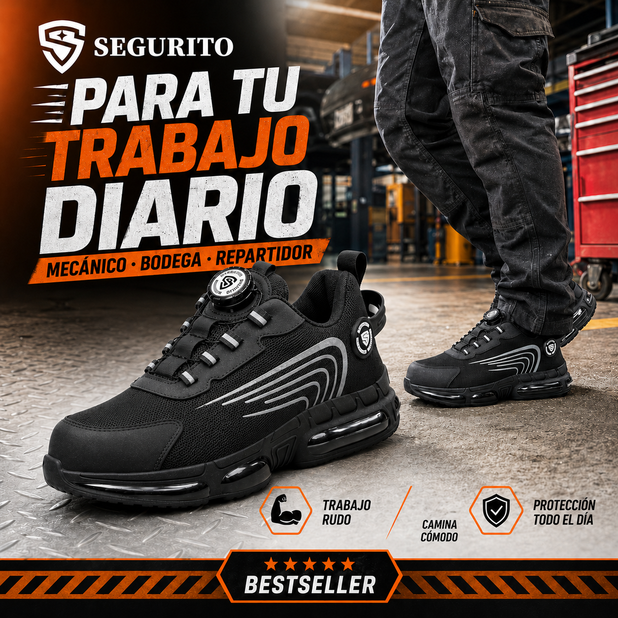 SEGURITO N07 Botas de Seguridad con BOA, Punta de Acero y Suela Antiperforación NOM-113