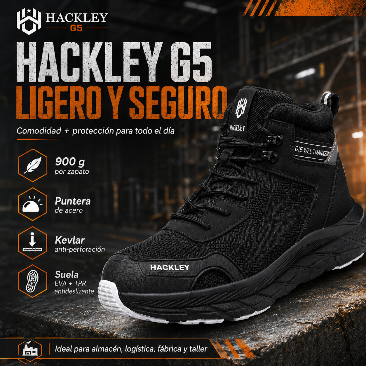 HACKLEY G5 Botas Tacticas de Alto Rendimiento Punta de Acero NOM-113